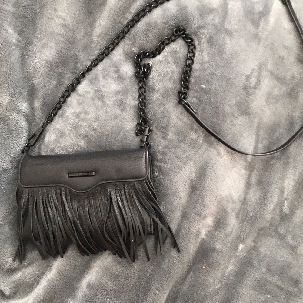 Rebecca Minkoff Fringe Clutch - Black Leather